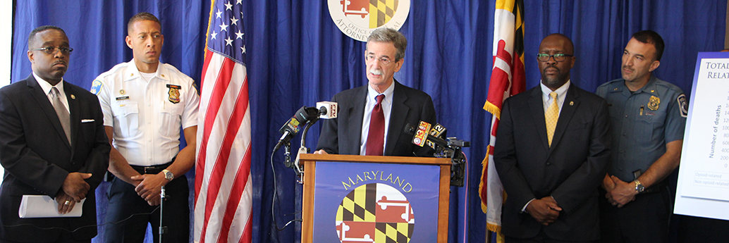 Attorney General Frosh with state and local law enforcement announce indictments in Pill Mill case press conference